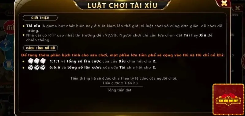 Luật chơi tài xỉu cơ bản trên cổng game tdtc