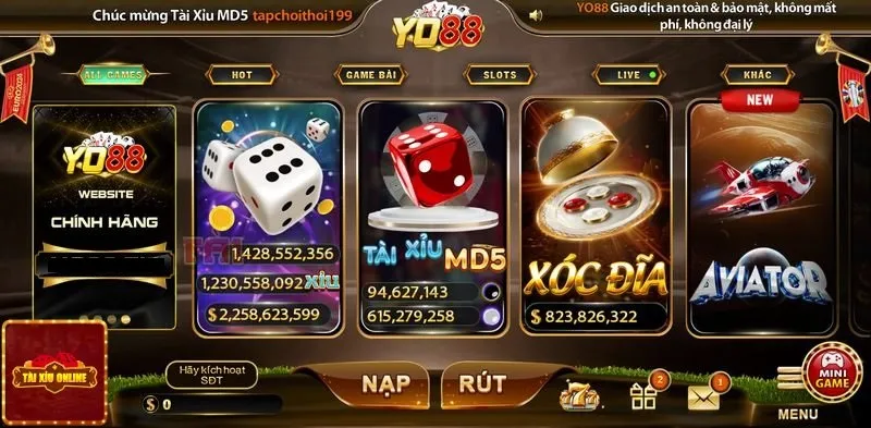 Thao tác tham gia đánh tài xỉu trên cổng game yo88