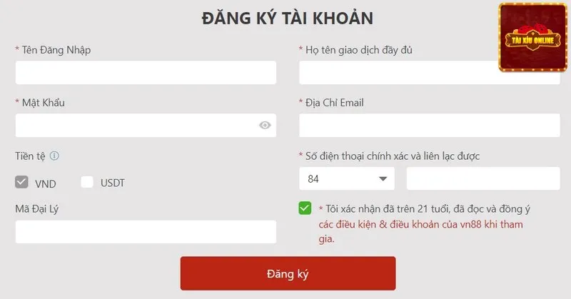 Thực hiện đăng ký tài khoản tham gia tài xỉu